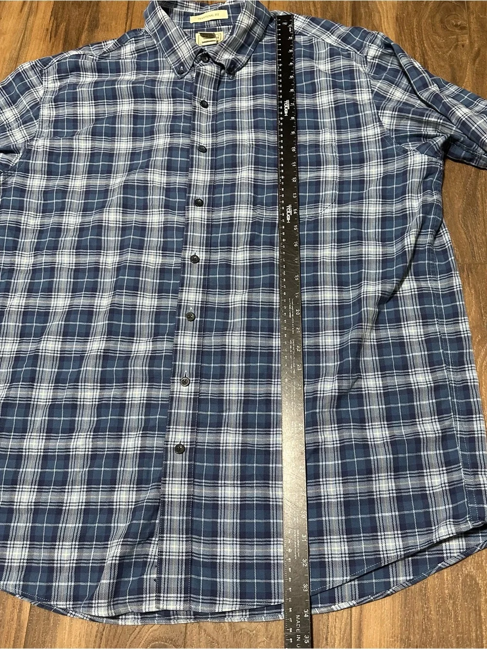 L.L. Bean Plaid Flannel Shirt Traditional Fit Blue Mens Size XL Tall Cotton XLT